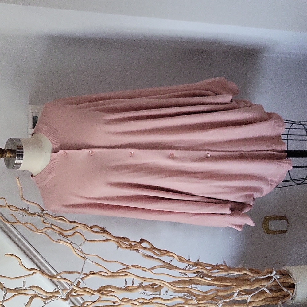 LES 100 CIELS Wool and Poly blend blush reversible cardigan